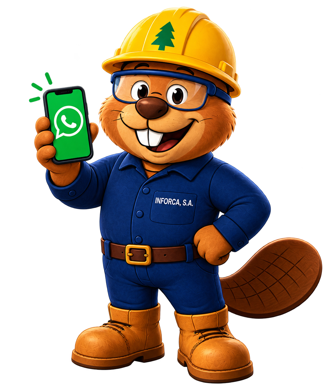 Castor de INFORCA con un teléfono de WhatsApp
